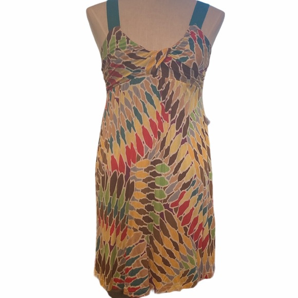 MIUSE szM multi-colored t-shirt dress w/teal strap - Picture 1 of 10